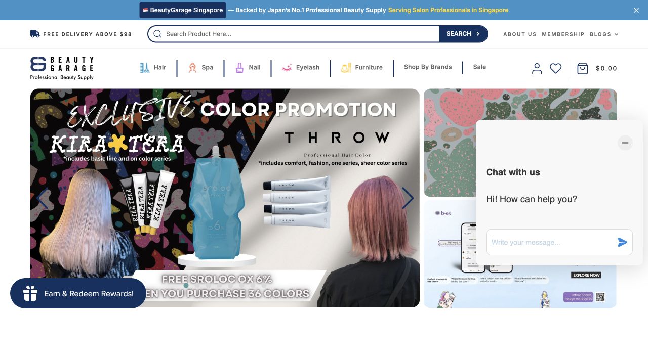Beauty Garage Singapore website