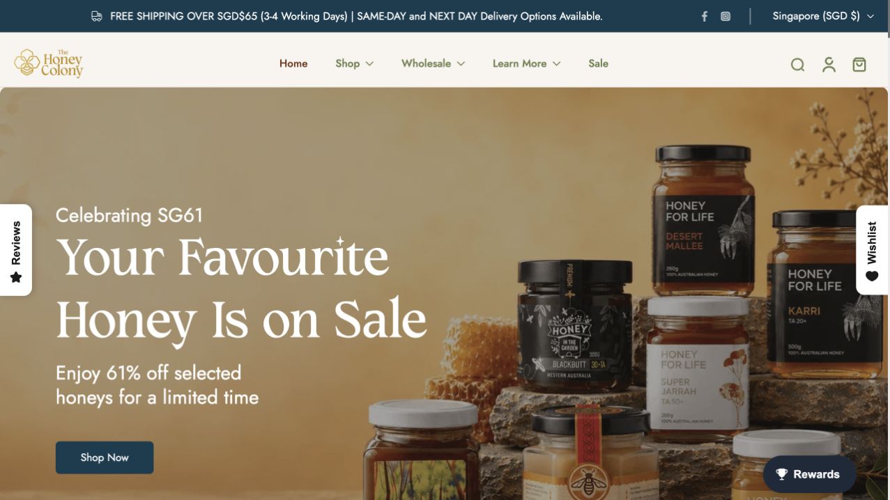 The Honey Colony website